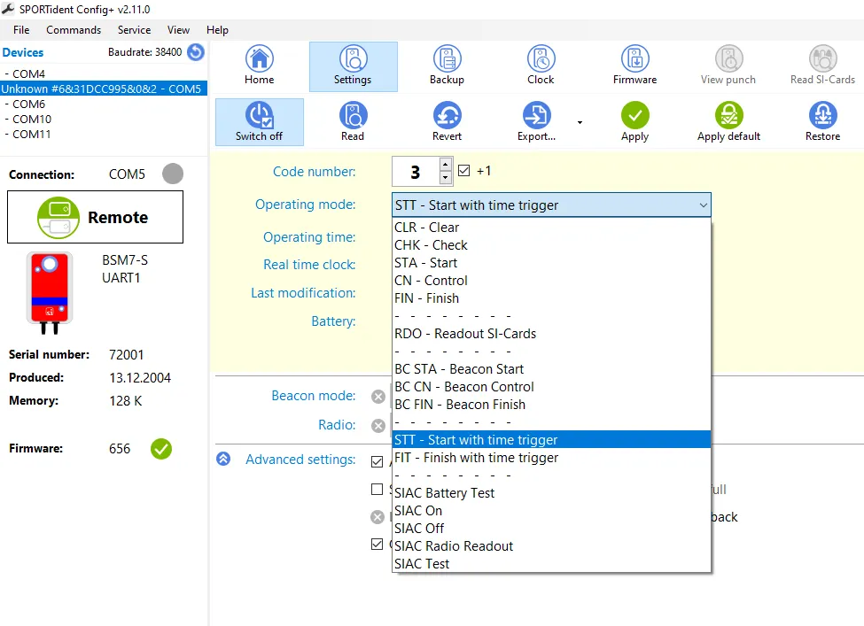 BS7-S Operating Modes