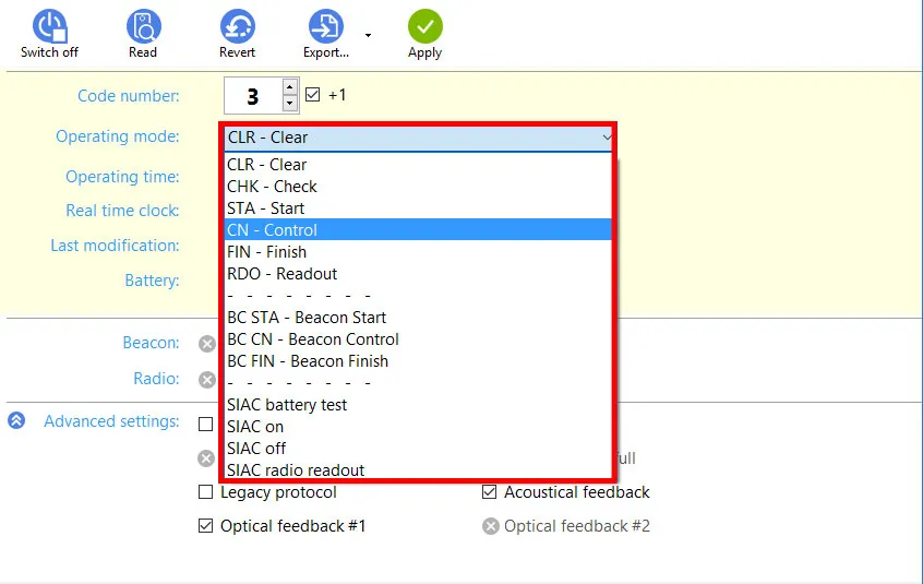 Operating modes