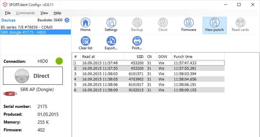 SRR USB Dongle Config+ View Punch