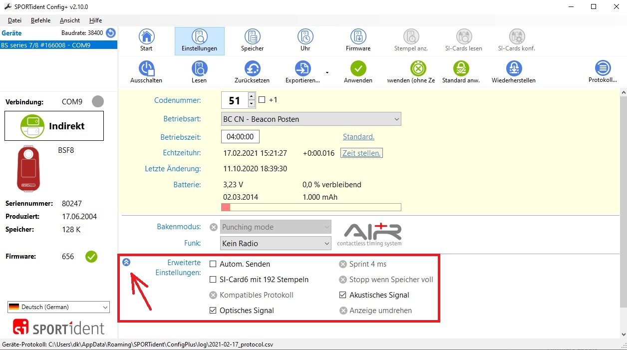 config advancedsettings