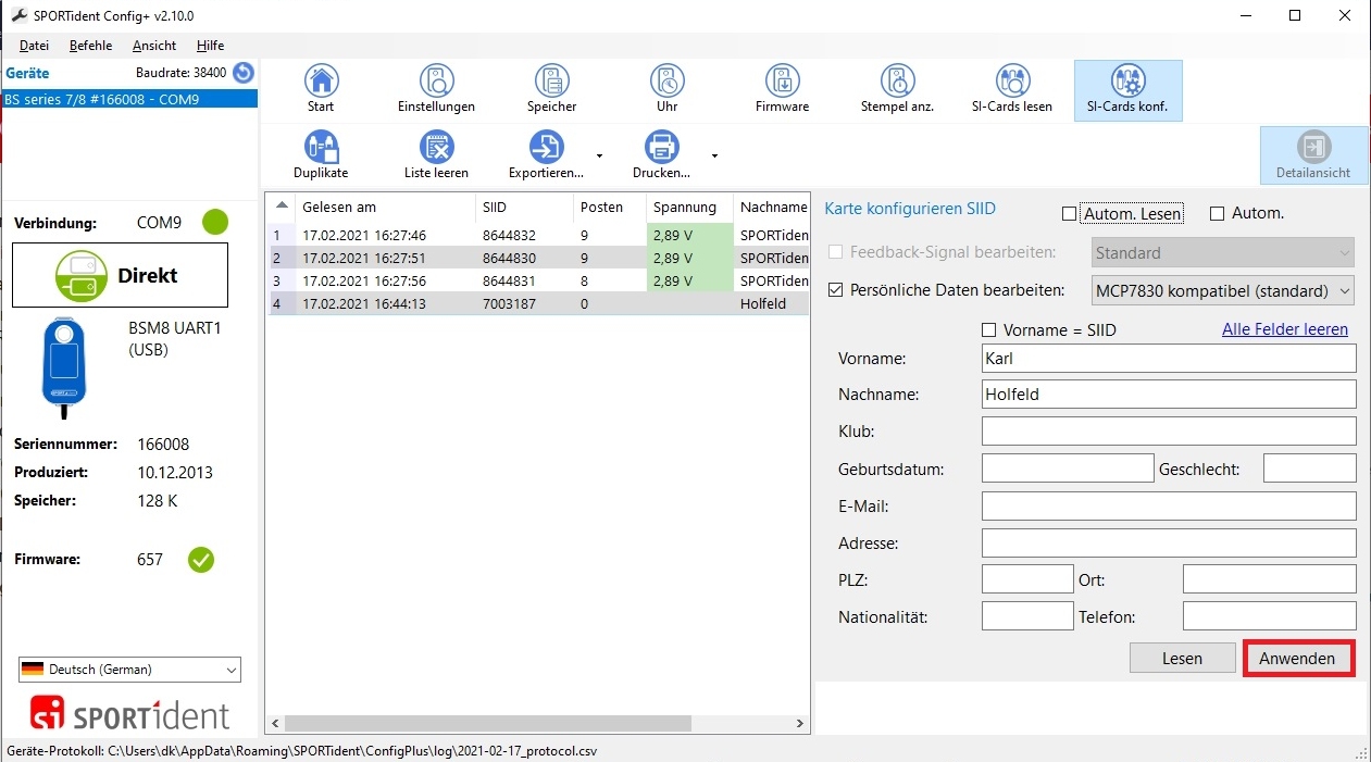 config configcard apply