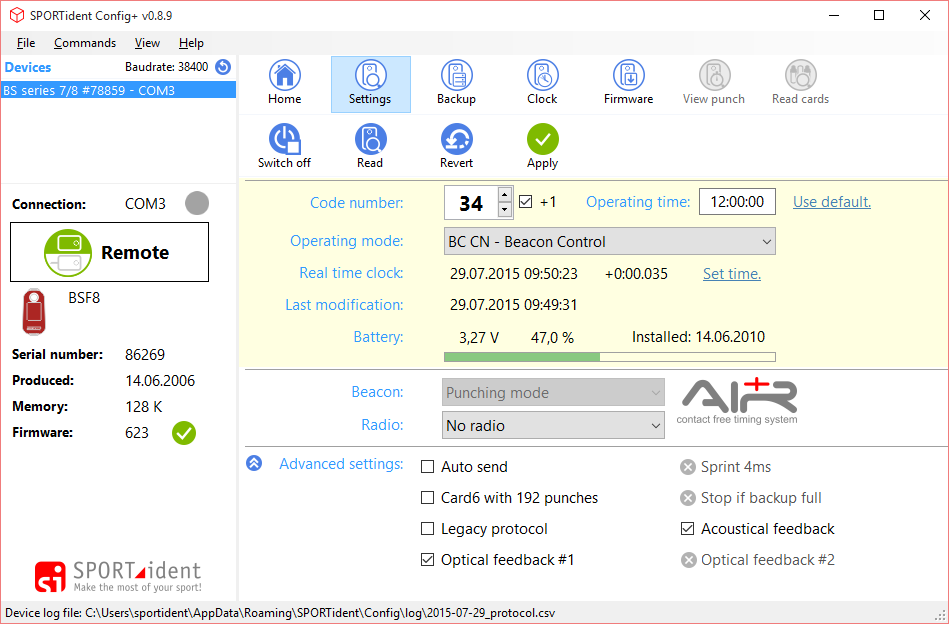 config bsf8 beacon