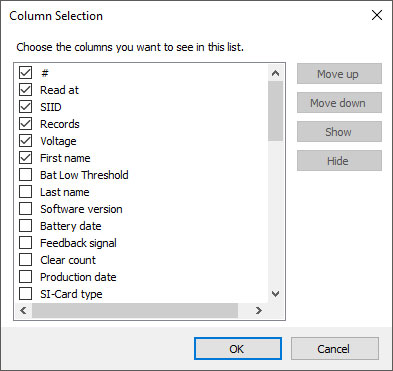 config readcards header