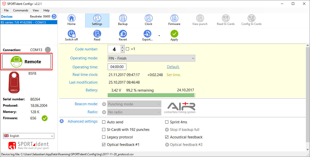 config remote settings