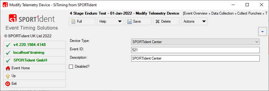 sitiming modify telemetry device