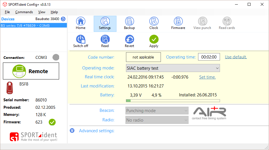 config batterytest